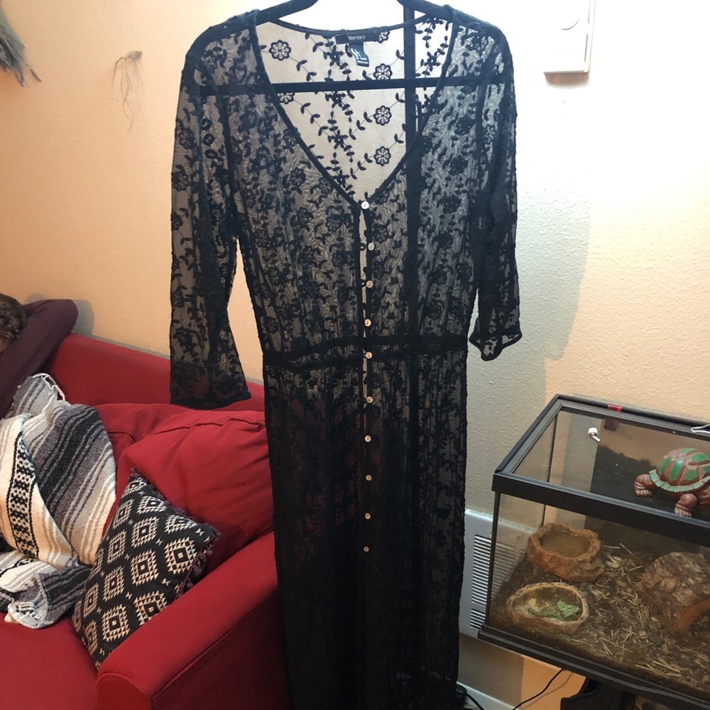 Floor length black lace piece